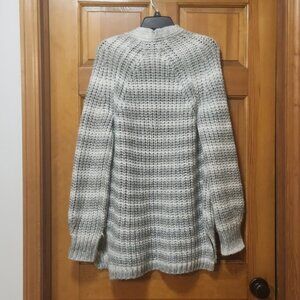LOFT Gray/White Open Front Cardigan Sweater, Size Small, EUC